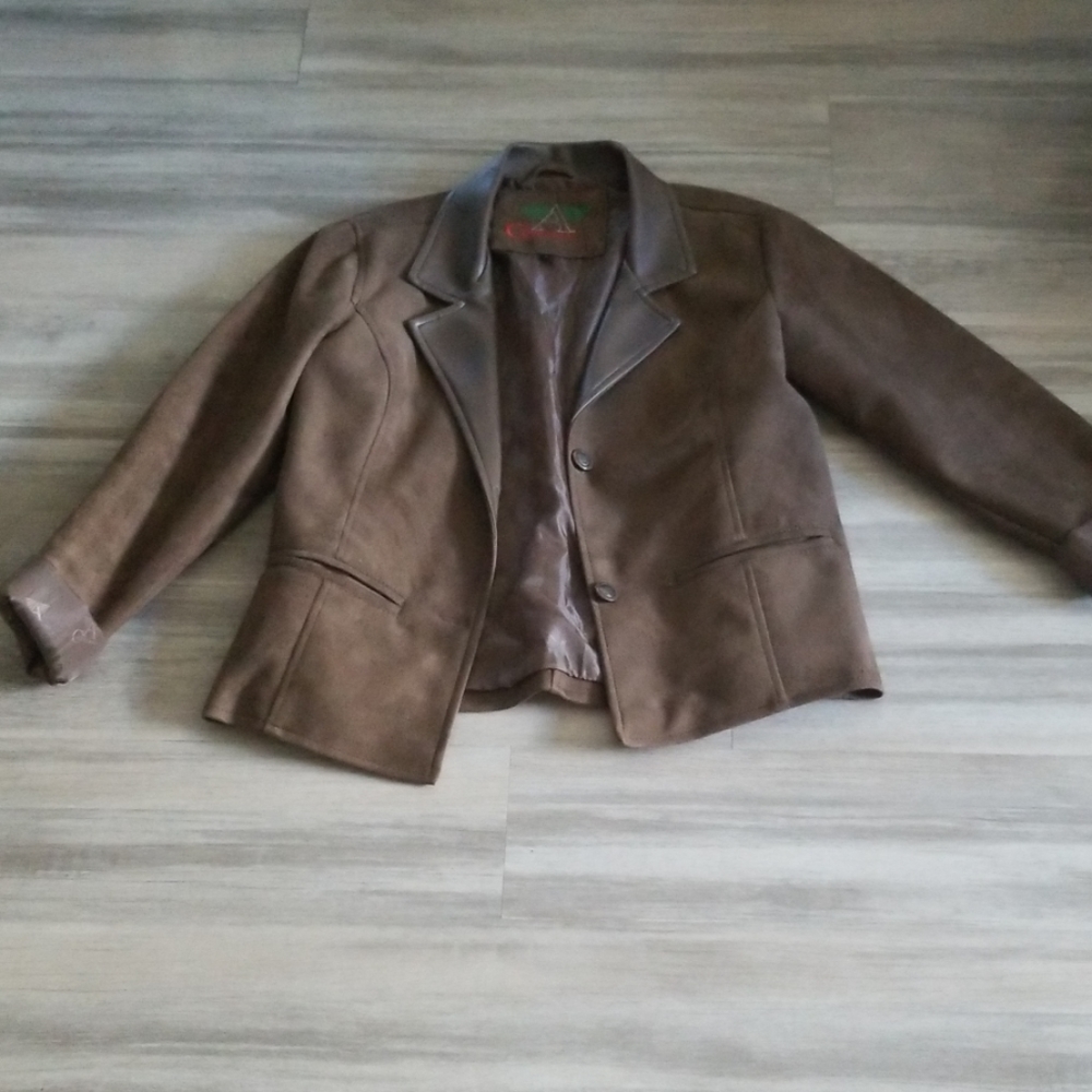 A Collezioni Made in Italy Leather Suede Like Coat Size L